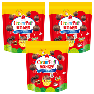 義美 小泡芙歡樂包 特濃巧克力, 196g, 3袋