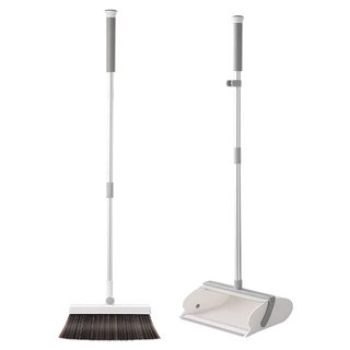 家適通 可壁掛掃把組 海豚造型款 PP+鋁合金+PET刷絲 可站立, 1組, 白灰色