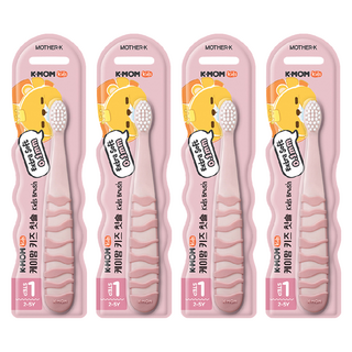MOTHER-K K-MOM 纖柔護理兒童牙刷 (2Y-5Y) - 糖果粉, 0.1mm 超軟毛, 1入, 4支