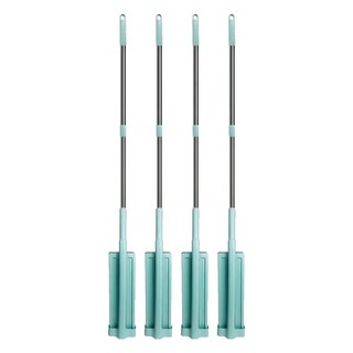 免手洗平板拖把 除塵拖把/吸水拖把/魔術拖把/懶人拖把/浴室拖把 藍綠色, 120 x 35cm, 4支