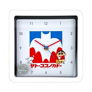 T'S FACTORY 方型掛鐘 連續秒針, 白色 蠟筆小新