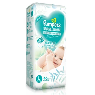 Pampers 幫寶適 原廠公司貨 清新幫黏貼型紙尿褲/尿布 9~14kg, L, 46片