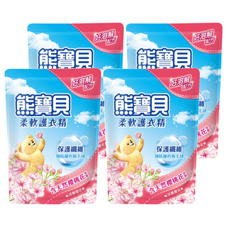 熊寶貝 柔軟護衣精補充包, 含天然櫻桃花萃, 保護纖維預防褪色與毛球, 1.75L, 4包