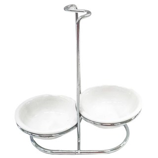 Kiyodo 不銹鋼雙格湯杓架 陶瓷 18cm, 不銹鋼, 1組