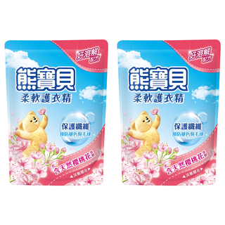 熊寶貝 柔軟護衣精補充包, 含天然櫻桃花萃, 保護纖維預防褪色與毛球, 1.75L, 2包
