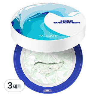 AGE20'S Nice Weather聯名版 鎮靜防曬粉餅 正裝+粉撲組合 SPF50+ PA++++, 12.5g, 3個