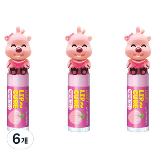 KM Pharmaceutical Pororo Loopy公仔護唇膏 蜜桃香, 6個, 2.5克