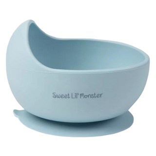 Sweet Lil' Monster 怪獸寶貝 矽膠吸盤學習碗 附湯匙, 馬卡龍藍, 防漏巢式設計, 底部吸盤, 1個