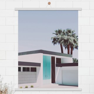 現代風格室內裝飾天藍色門海報 + 掛軸組, 白色木質