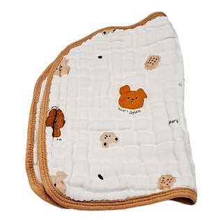 愛北鼻 純棉10層紗嬰兒拍嗝紗布枕巾, 圓點小熊枕頭墊, 柔軟舒適, 吸水透氣, 1入