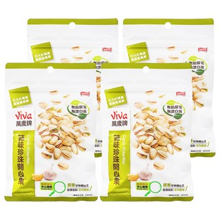 ViVa 萬歲牌 蒜味珍珠開心果 果仁飽滿 口感清甜脆爽, 100g, 4包