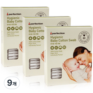 퍼펙션 유아용 낱개 위생면봉, 80개입, 9개
