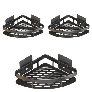 浴室置物架 加厚款三角架 無痕貼, 經典黑, 3個