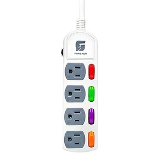 崶華四開四插電腦延長線 1.8M 3P電源延長線 1650W, 白色, 1條