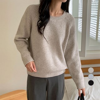 afinar 女款寬鬆柔軟觸感拉克蘭針織衫