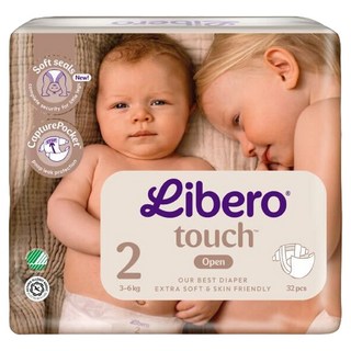 Libero 麗貝樂 Touch黏貼型尿布 3~6kg, NB, 32片
