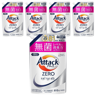 Attack 一匙靈 zero洗衣精 補充包 AC-HEC革新技術, 810g, 5包