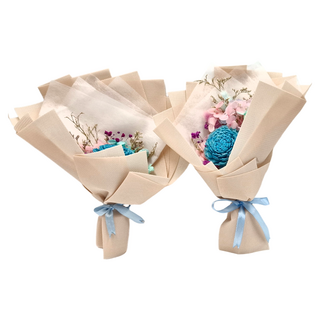 A-ONE 匯旺 6cm大藍索拉玫瑰花藍紫色繡球花永生花束/乾燥花束 (2個/組), F款 顏色隨機