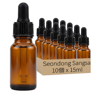 Seondong Sangsa 滴管精華液精油分裝瓶 15ml, 咖啡色, 10個