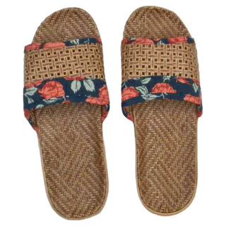 BonBon naturel 籐編輕量拖鞋 透氣吸汗 底部防滑紋理, 深藍, M 25(37~38), 3雙