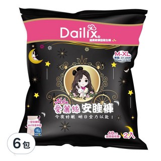 Dailix 愛麗絲 超柔軟安睡褲, 負離子抗菌芯片, 超大腰腿圍, 瞬吸棉體, 防漏透氣, M~XL, 2件, 6包