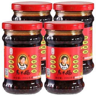 老干媽 豆豉油制辣椒, 210g, 4罐