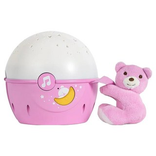 Chicco Next 2 Me 專用星星投射晚安熊 天花板星星投影+音樂 可連接播放30分鐘, 粉紅色