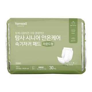 탐사 시니어 안온케어 패드 라운드형 속기저귀, 1팩, 30매입