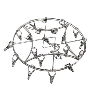 不鏽鋼衣襪架圓形單層 耐用性更高 表面光滑易清洗 空間大 晾曬物件更多 可360度自由選轉方便使用, 20夾, 1組