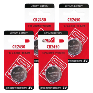 Panasonic CR2450 鈕扣電池, 4個, 1入