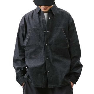 BOHRHOO Early Spring Denim 單寧長袖襯衫 黑 XL