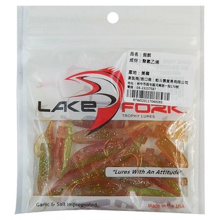 LAKE FORK 2.25吋 緩沉 多節迷你軟魚 - 假餌 美國製造, 透明紅背 + 黃肚, 1包, 3.5g
