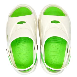 bebehome 厚底撞色運動休閒兩用洞洞鞋 - EVA材質 男女中性流行款, 23cm, 白色綠底