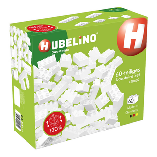 HUBELiNO 基礎積木 德國製造 原裝進口 100%與它牌積木兼容 60個, 白色, 1盒