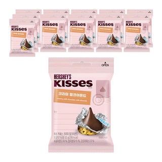 HERSHEY'S 好時 Kisses水滴杏仁夾餡牛奶巧克力, 12袋, 52g