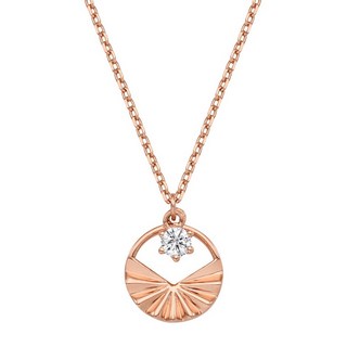 OST 女性用925純銀圓形扇形切割鍊式項鍊