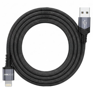 CODEWAY 90度 USB A to Lightning 快充充電線, 2m, 灰色, 1條