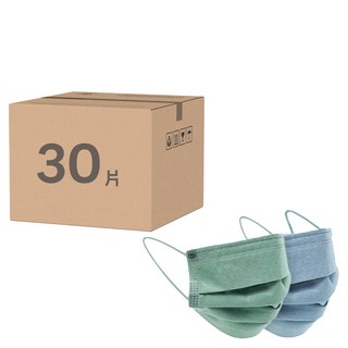 明基健康生活 幸福物語 兒童 小臉 平面醫療口罩 未滅菌, 薄荷綠 + 海水藍, 30片, 1盒