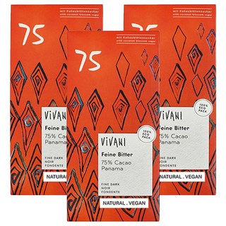 ViVANI 德國精選 75% 黑巧克力片, 純素可食, 80g, 3片