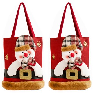 小麥購物 聖誕手提袋 G327, 聖誕雪人, 2個