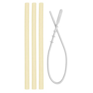 MiNiKOiOi 好好喝矽膠吸管3入組 蜂蜜黃, 1組, 4支