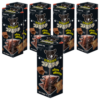 LOTTE 樂天 小熊餅 濃黑巧克力風味 口感濃郁厚實 可可含量提升 餅乾苦甜 低含糖量, 37g, 6盒