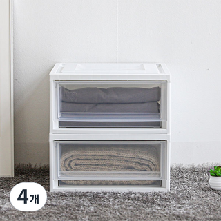 IRIS OHYAMA 愛麗思歐雅瑪 韓國製造系統收納箱滑動抽屜櫃 BC-450S, 清除, 4個