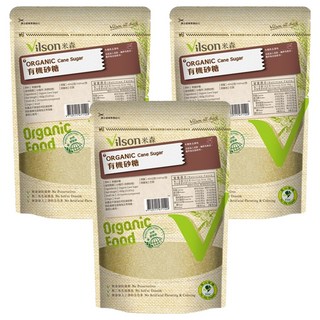 Vilson 米森有機 有機砂糖, 無添加防腐劑、人工香料及色素，無添加抗凝結劑，來自純淨無汙染農場, 450g, 3包
