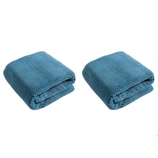 日系吉祥格浴巾, 聚酯纖維+錦綸, 超柔親膚, 加厚吸水, 深藍綠, 2條