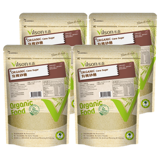 Vilson 米森有機 有機砂糖, 無添加防腐劑、人工香料及色素，無添加抗凝結劑，來自純淨無汙染農場, 450g, 4包