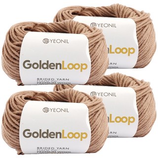 YEONIL Golden Loop 羊毛編織線, 04 可可色, 4個