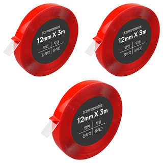 DADA 高黏度無痕防水雙面膠帶 12mm x 3m, 透明, 3捲