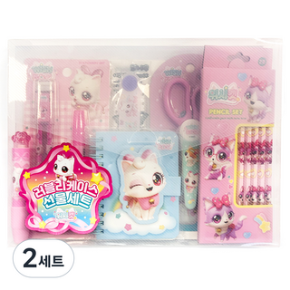 위시캣 러블리 케이스 선물세트 문구세트, 혼합색상, 2세트
