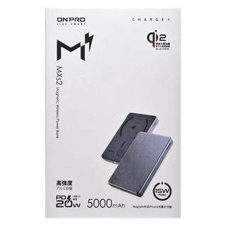 ONPRO 磁吸式無線行動電源 5000mAh, MagReact MXs2, 黑鈦